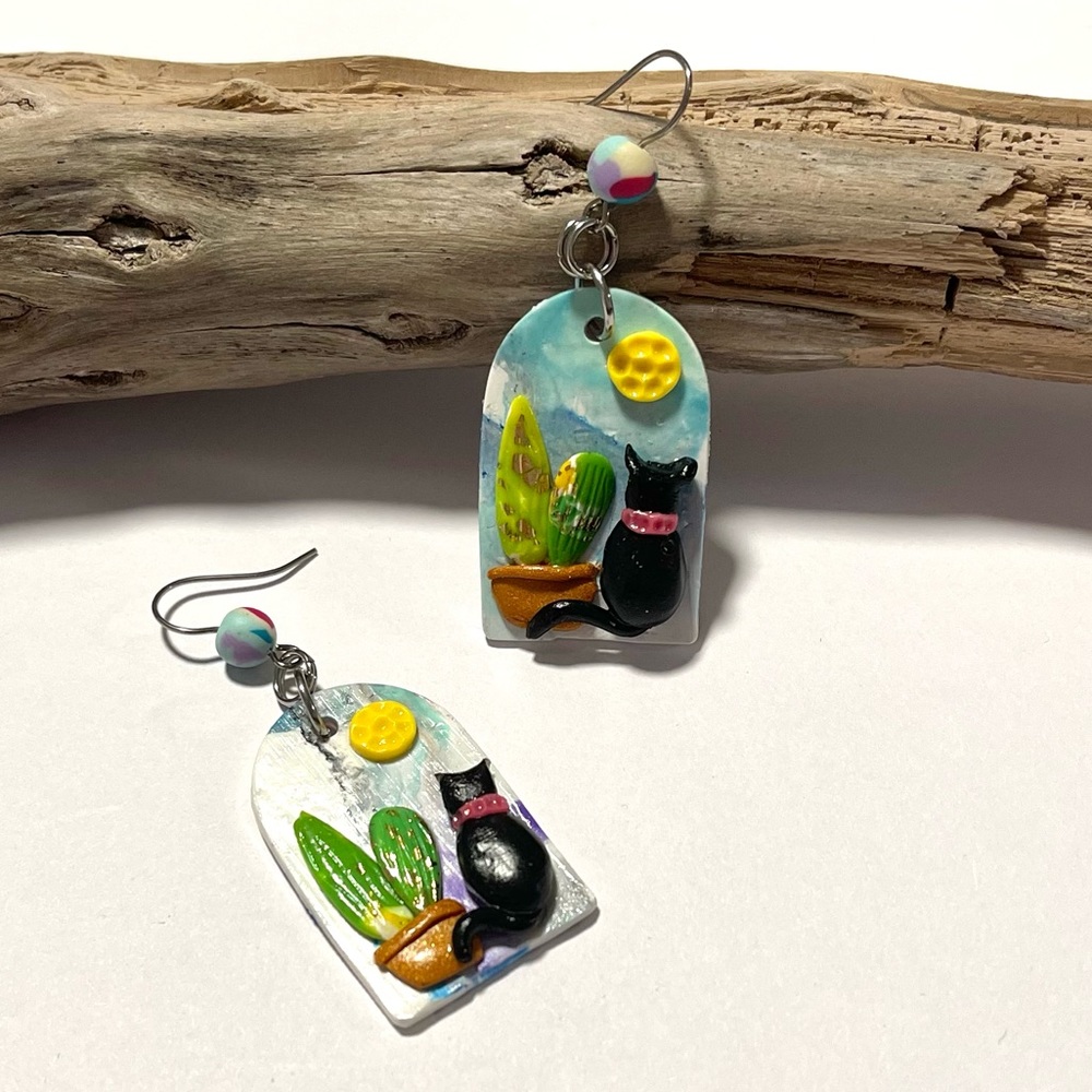 Potted Plants polymer clay earrings